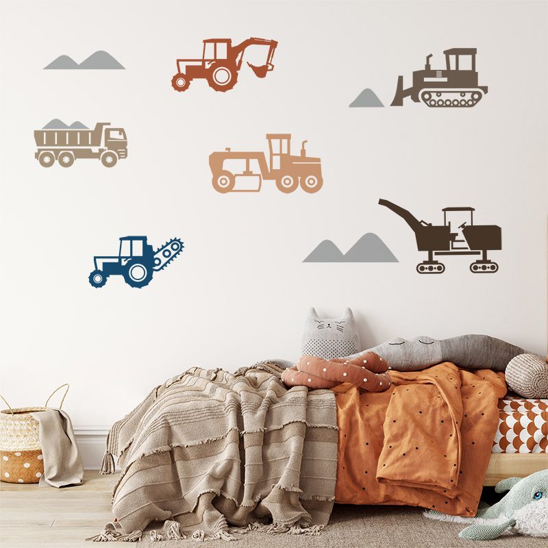 Construction wall decals in small size