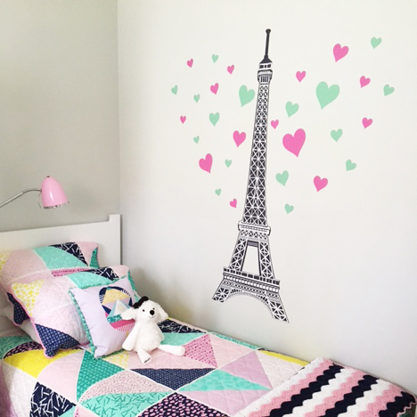 Girl's bedroom with Eiffel Tower wall sticker