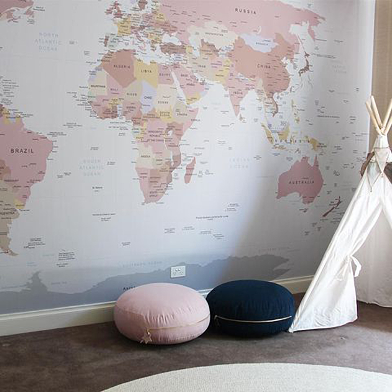 World Map Mural custom colours Nest Design Studio