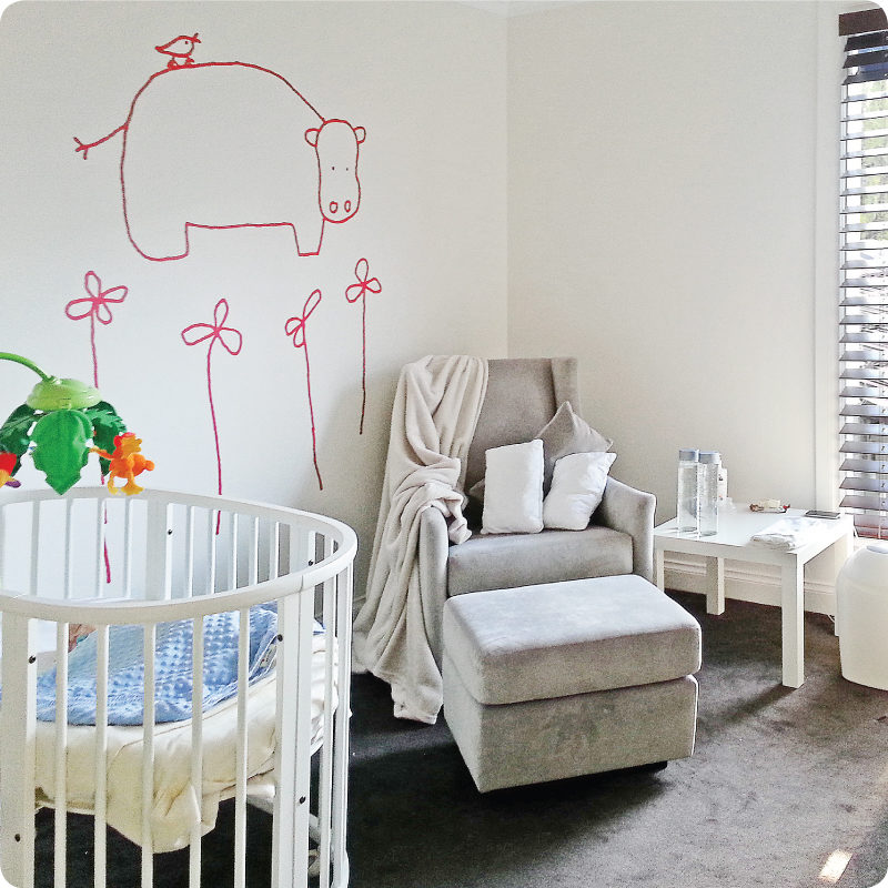 Hada the hippo by Jane Reiseger in the Christian and Alexa Grahame's nursery room