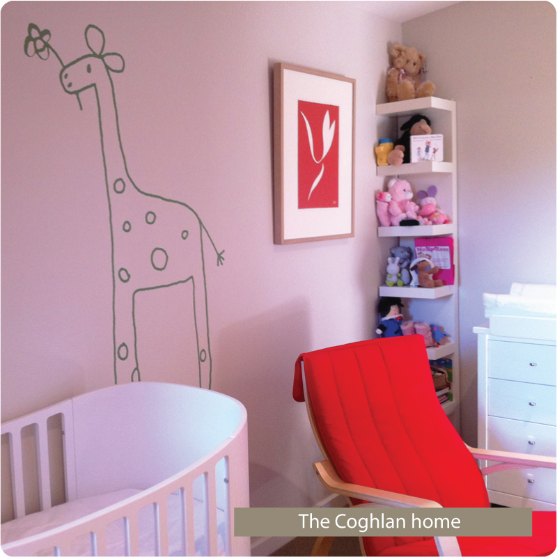 Gemmi the Giraffe removable wall stickers by Jane Reiseger in child's room