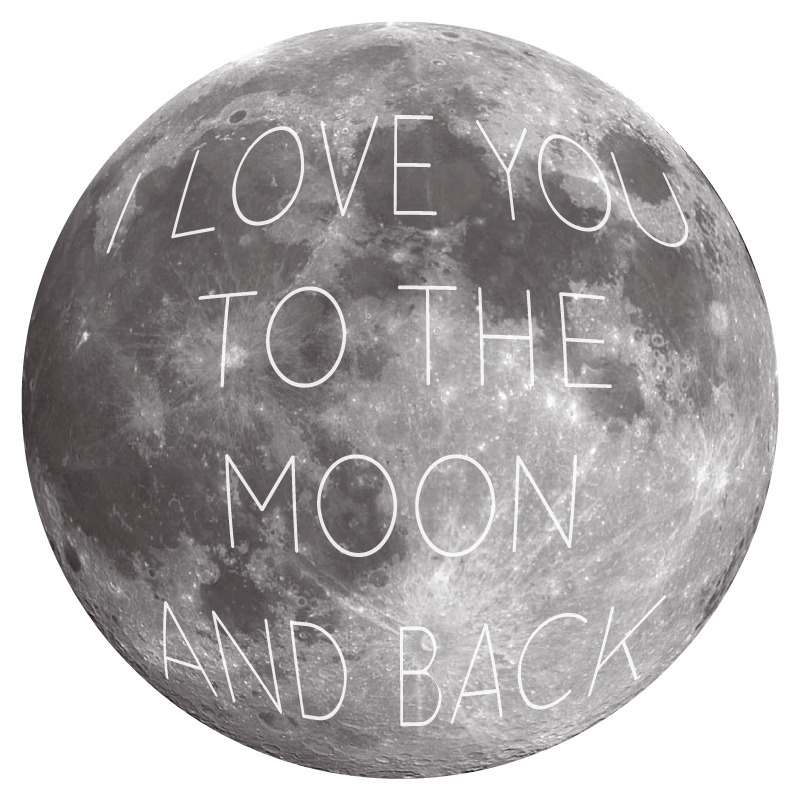 I love You To The Moon and Back Removable Wall Stickers in black