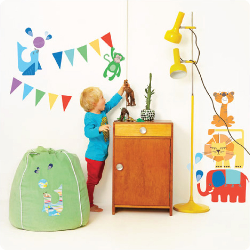Magic Circus Removable Wall stickers with cute little boy playing in front