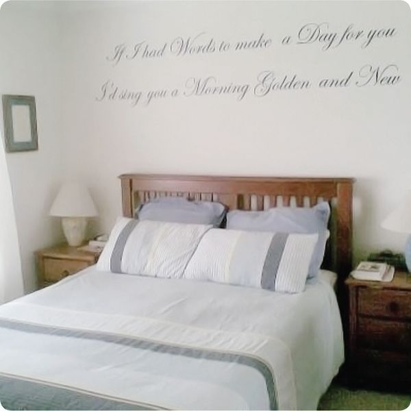 Custom text removable wall sticker in a bedroom