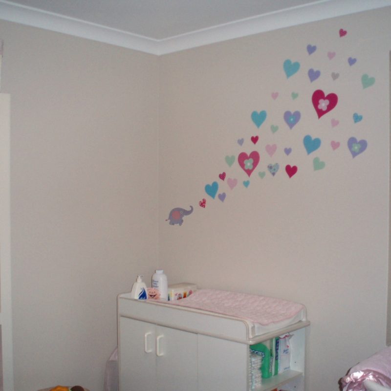 Hearts removable wall stickers for girls rooms