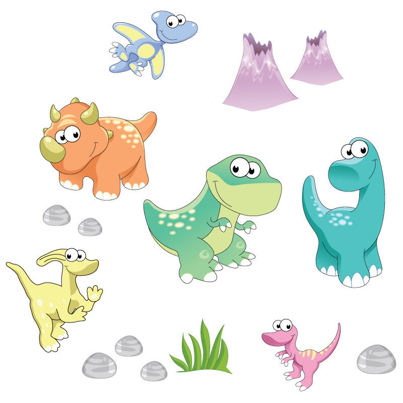 Dinosaurs & Friend from The Wall Sticker Company in bright colours