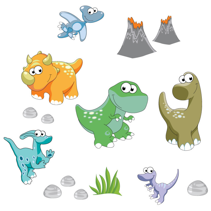 Dinosaurs and friend removable wall stickers