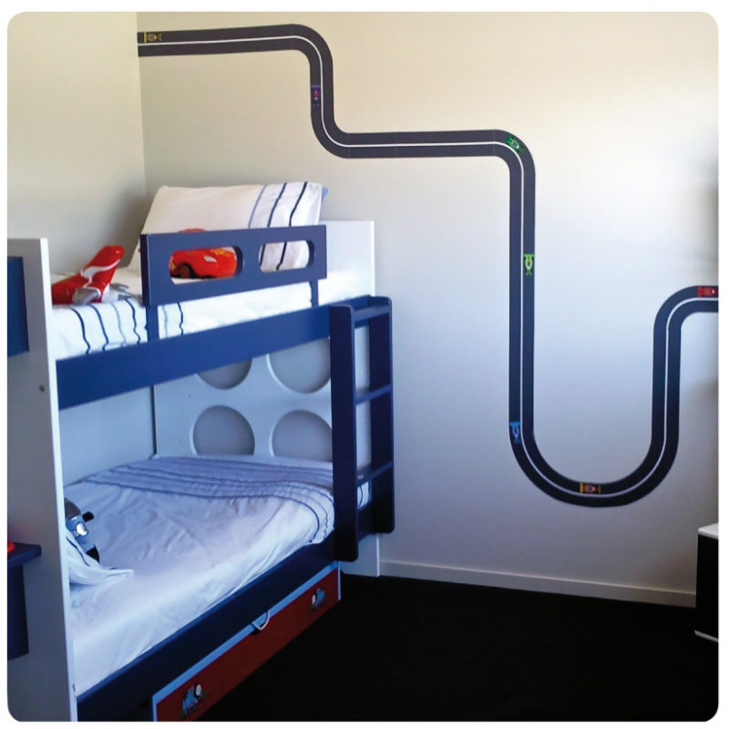 Racing Track Removable Wall Stickers in boy's bedroom