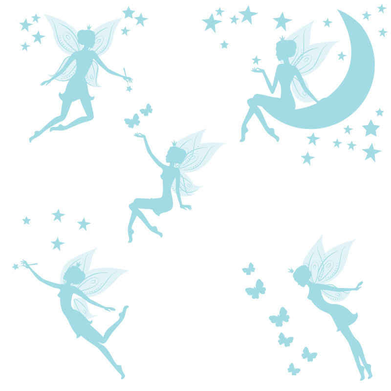 Fairies Removable Wall Stickers in ice mint