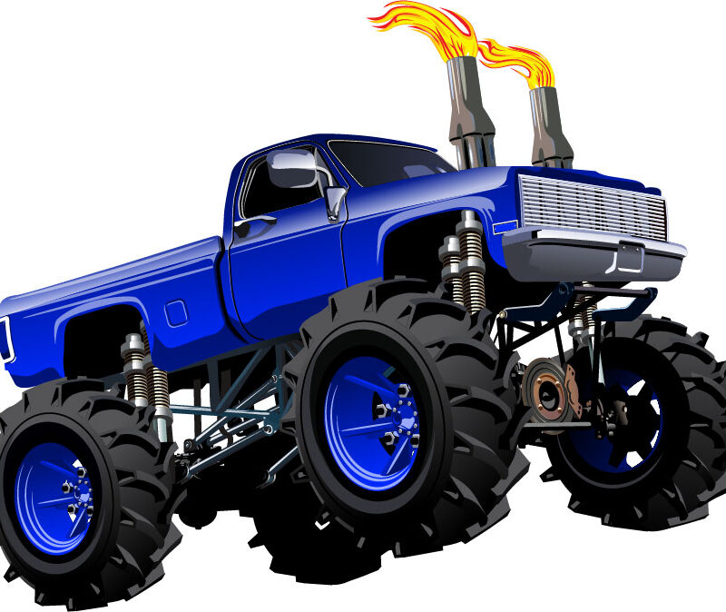 Monster Truck removable wall stickers for boys rooms in blue