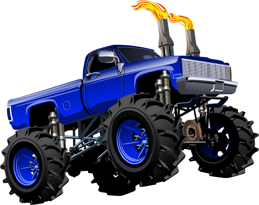 Monster Truck removable wall stickers for boys rooms in blue