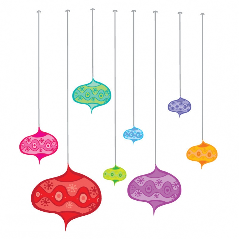 Christmas baubels removable wall stickers in bright colours
