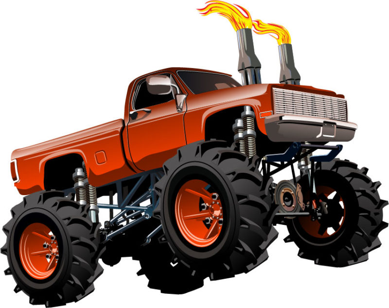 Monster Truck removable wall stickers for boys rooms in red