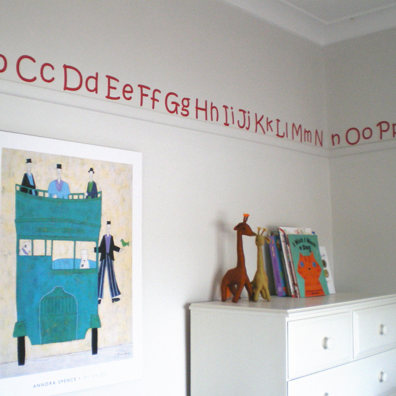 AaBbCc alphabet removable wall stickers decals in boy's room
