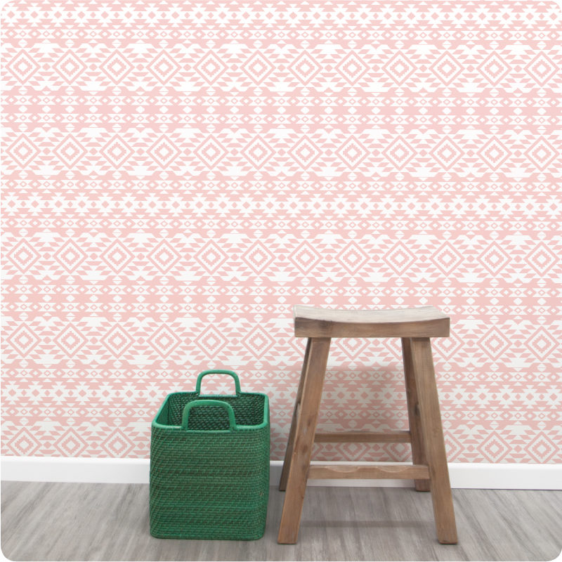 Aztec removable wallpaper Australia for walls with chair in front