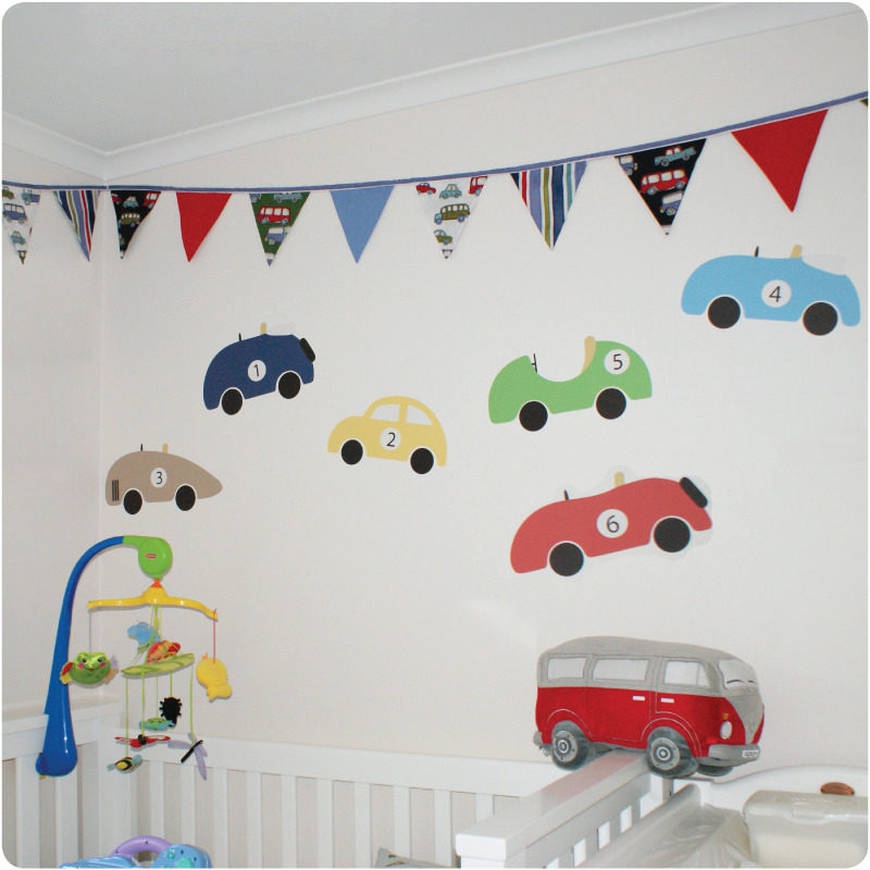 Cars removable wall stickers for boys rooms behind the crib