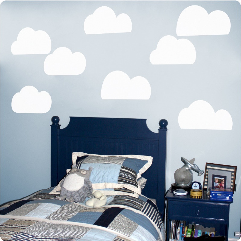 Clouds removable wall stickers in the Antonis boy's room