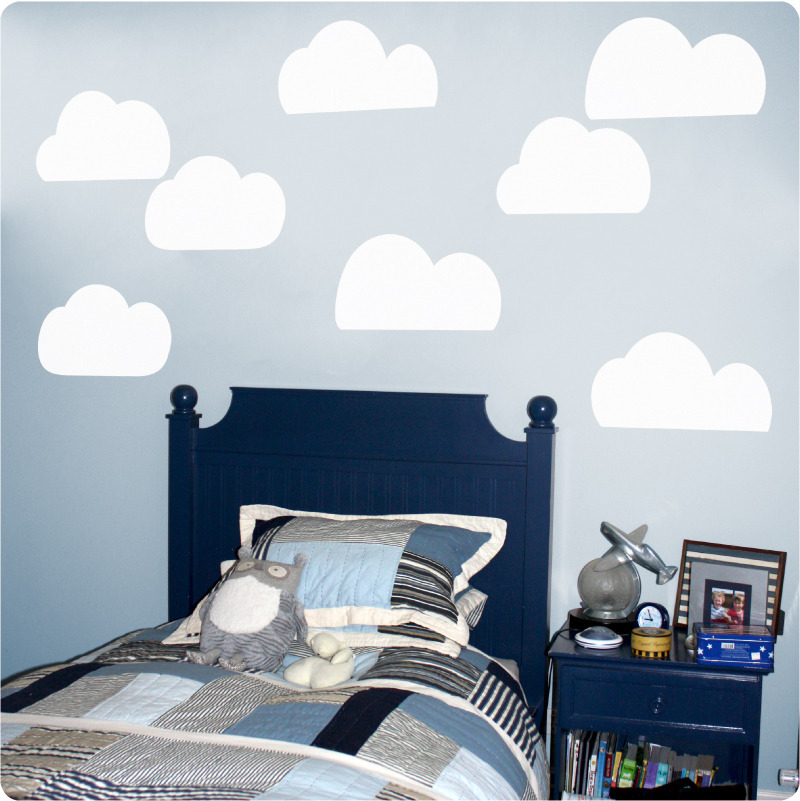 Clouds removable wall stickers in the Antonis boy's room