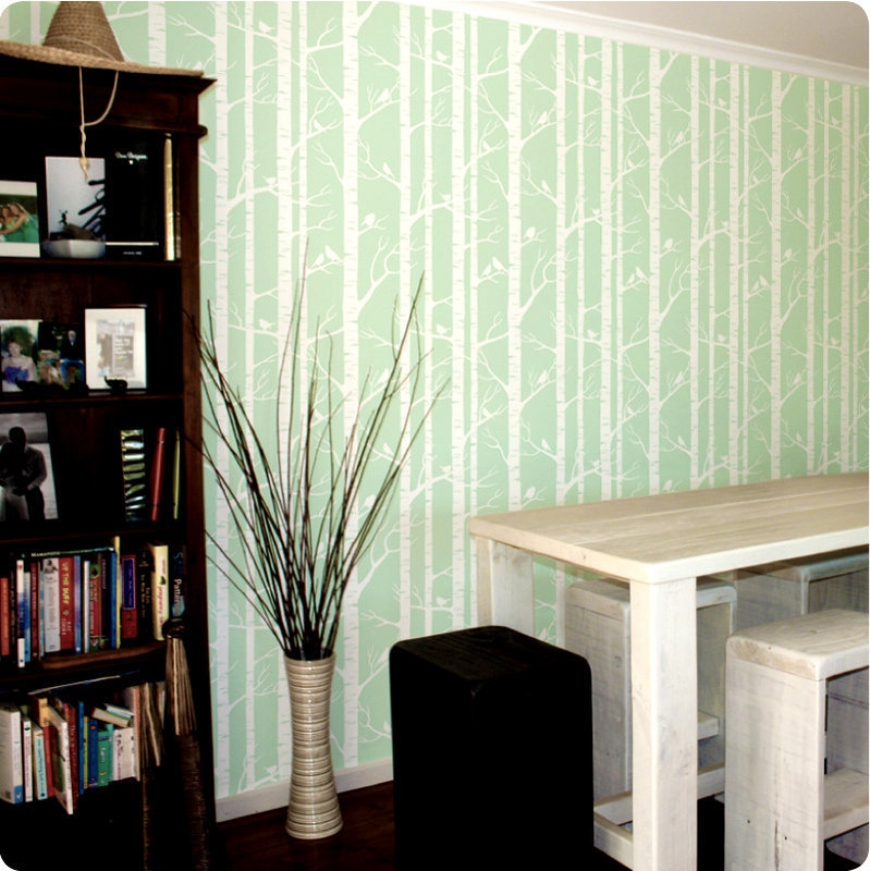 Birch removable wallpaper Australia by Ink and Spindle in a room