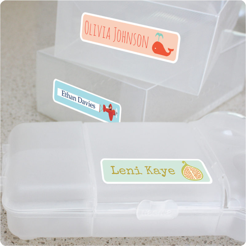 Design your own name labels x16 for kids removable wall stickers on lunchbox