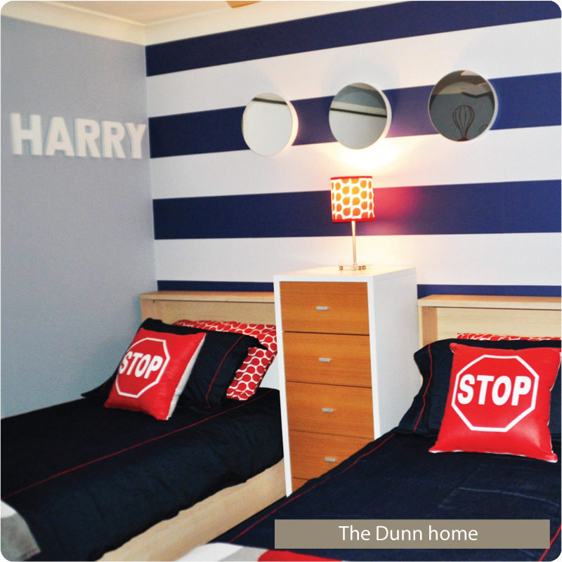 Nautical large stripes removable wallpaper Australia in the Dunn boy's bedroom