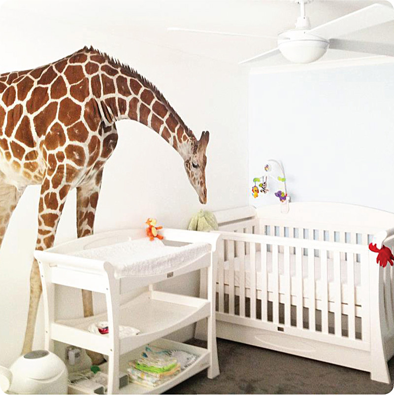Real-life removable giraffe wall sticker in Hemley nursery room