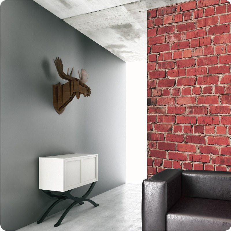 Red Brick removable wallpaper Australia in a living room