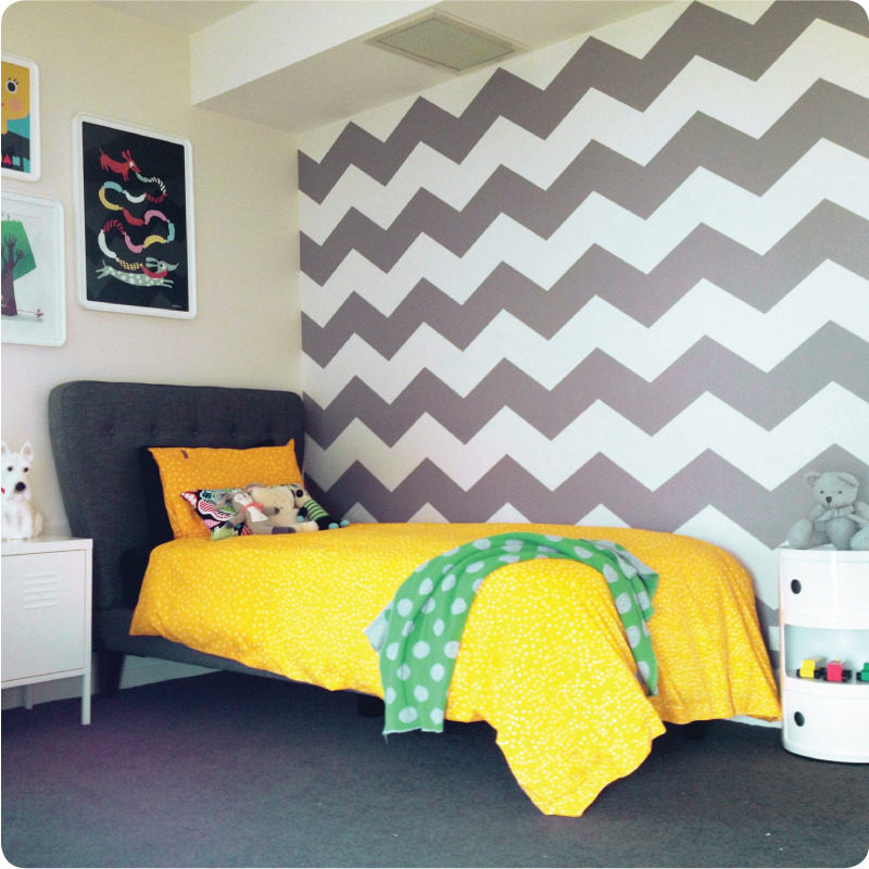 Chevron removable wallpaper Australia Australia behind a bed