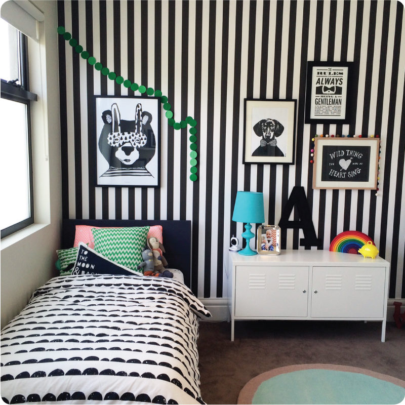 Stripes removable wallpaper Australia Australia in a kid's bedroom
