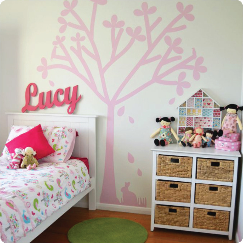 Tree silhouette removable wall sticker in a kid's bedroom