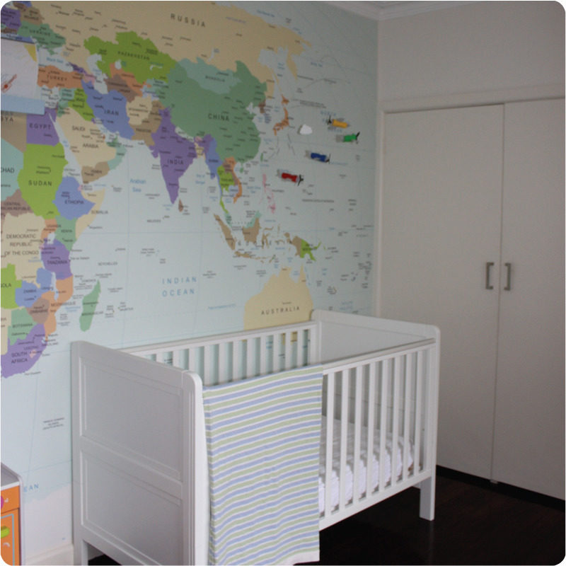 World Map removable Wall Mural Australia in Chrissie Swan's nursery room