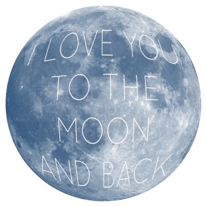 Moon and Back removable wall sticker in dark blue