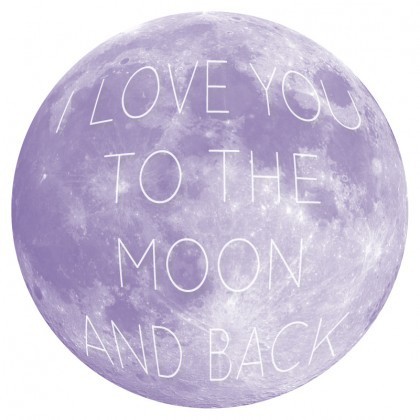 Moon and Back removable wall sticker in purple