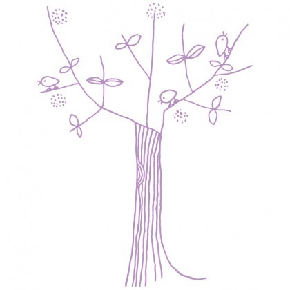 Bird and Tree removable wall sticker in violet