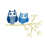 Owl Couple wall stickers in blue