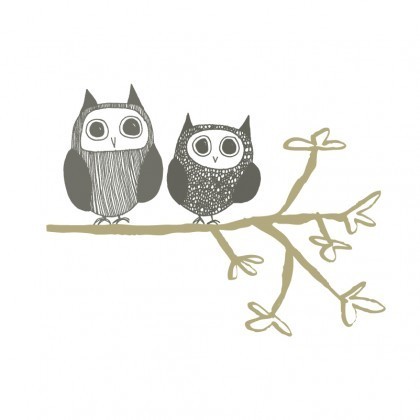 Owl Couple removable wall sticker in greys