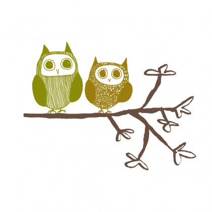 Owl Couple removable wall sticker in greens