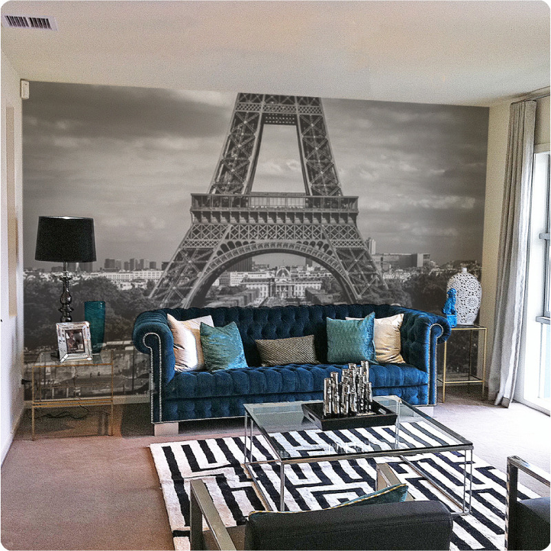 Paris removable mural in a formal lounge room