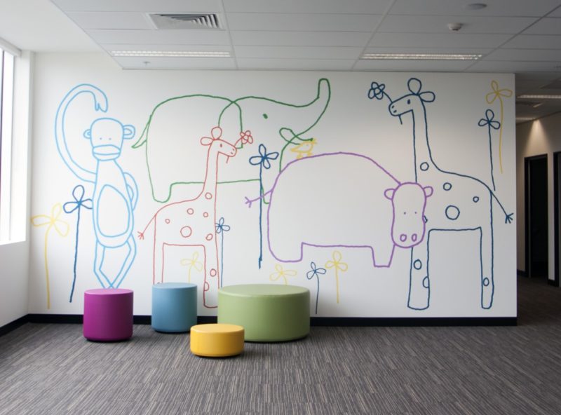 Jane Reseiger Zoo removable wall mural in bright colours