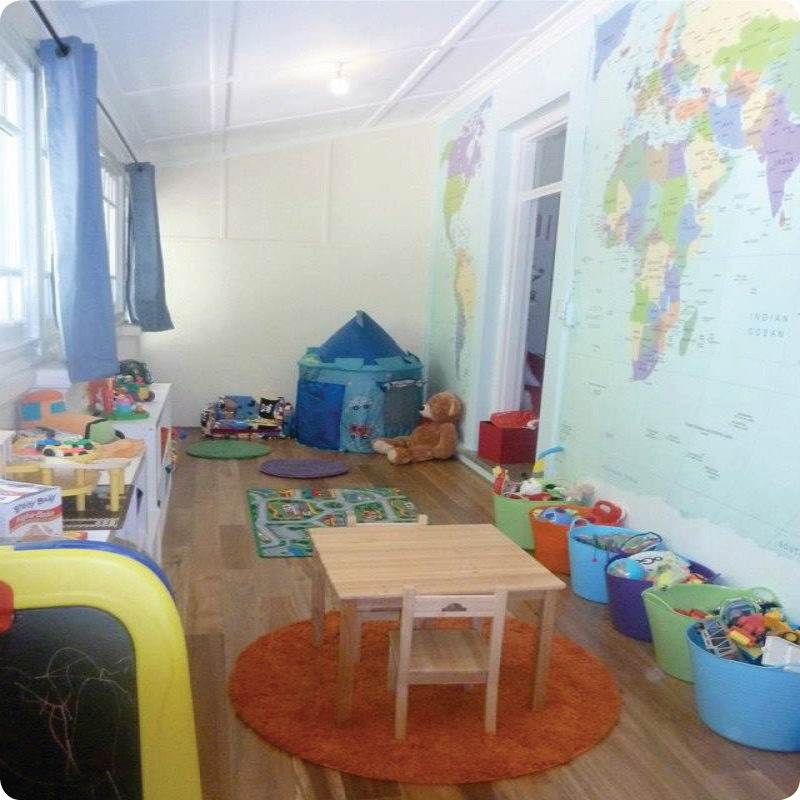 World Map removable mural in a playroom