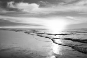 Custom Beach Mural Image - Black and White Sunset