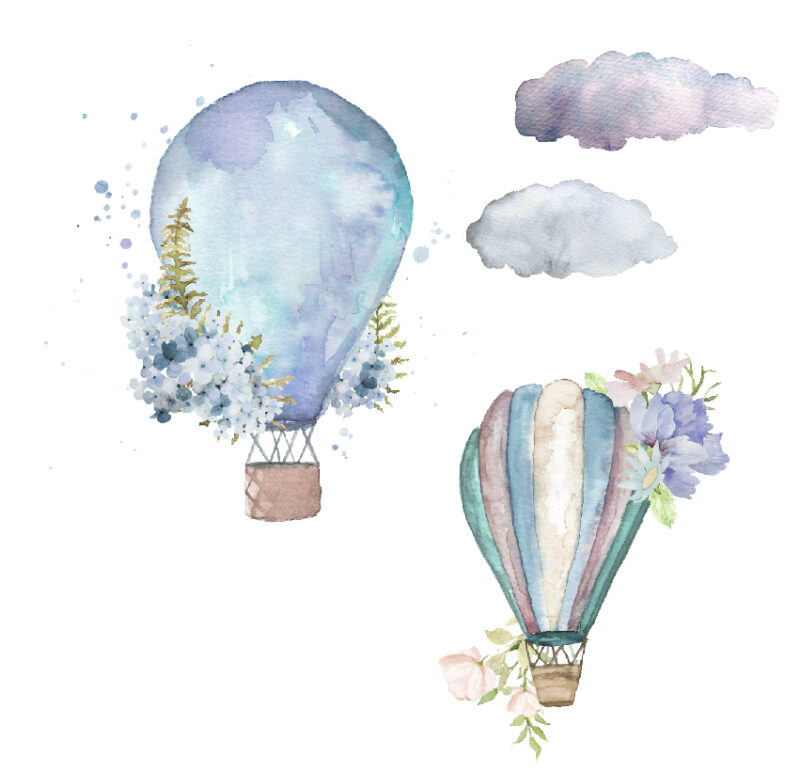 Hot Air Balloons in blues