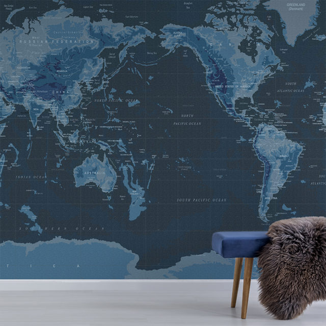 Map Denim Denim World Map Mural - Buy Online Or Call (03) 8774 2139