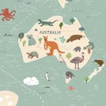 Animal World Map Close Up of Australia