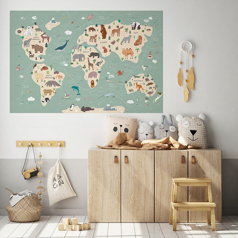Animals World Map decal
