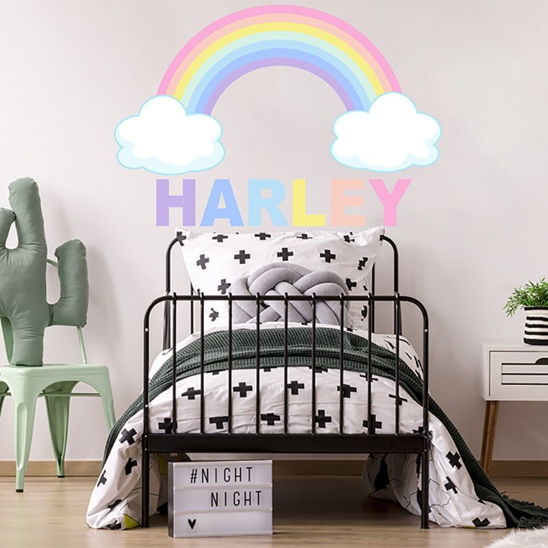 19 Wide x 12 high Wall Sticker Nursery Decal for Home Bedroom Children Custom Name & Initial Wall Decal- Baby Boy Girl Unisex 
