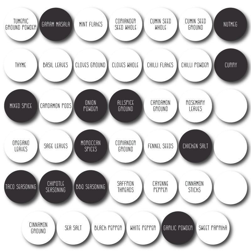 spice labels