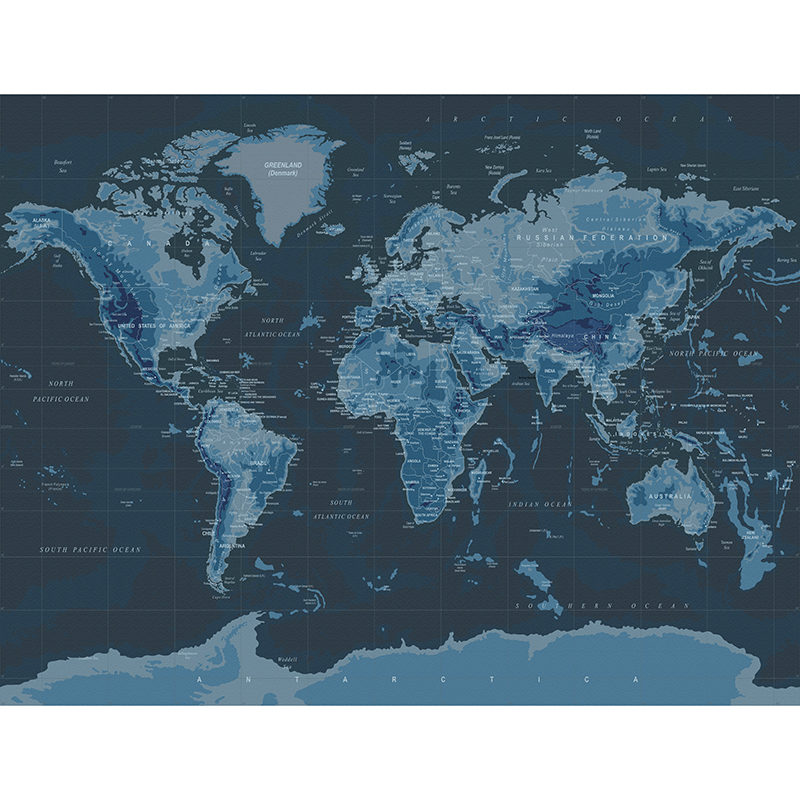 Denim World Map in a Dark Colour Way 327x250cm