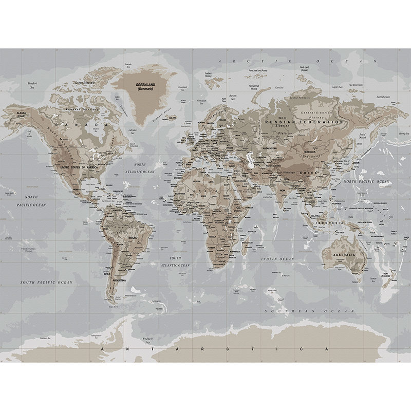 Denim World Map in a Light Colour Way 327x250cm
