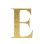 The Letter ‘E’ is written in capital letters in strong gold colour.